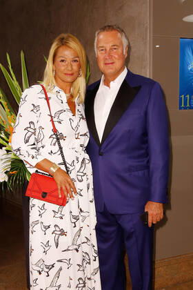 Franziska van Almsick mit Jürgen B. Harder auf dem roten Teppich beim 11. GRK Golf Charity Masters in Leipzig im Hotel The Westin Leipzig. Copyright: xEventpressx