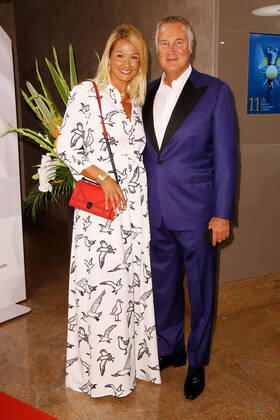 Franziska van Almsick mit Jürgen B. Harder auf dem roten Teppich beim 11. GRK Golf Charity Masters in Leipzig im Hotel The Westin Leipzig. Copyright: xEventpressx