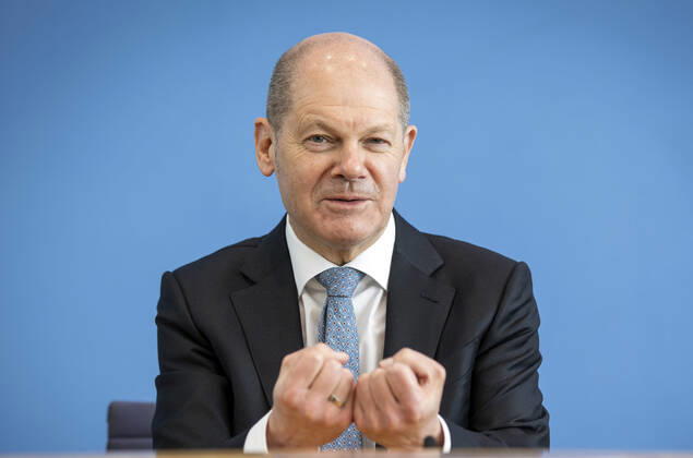 Bundesfinanzminister Olaf Scholz, SPD, in der Bundespressekonferenz. Berlin, 24.03.2021, Berlin Deutschland