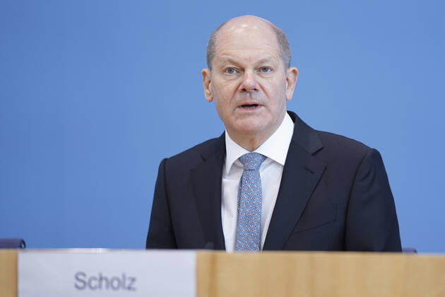 Bundespressekonfereenz, Eckwerte des Bundeshaushalts 2022 und Finanzplan 2025 mit Bundesfinanzminister Scholz Aktuell, 24.03.2021, Berlin, Bundespressekonferenz, Olaf Scholz, der deutsche Finanzminister bei der Vorstellung der Eckwerte des Bundeshaushalts 2022 und Finanzplan bis 2025 Berlin Berlin Deutschland