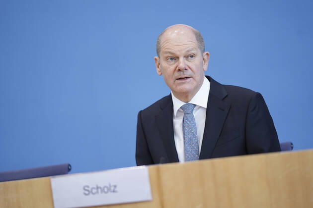 Bundespressekonfereenz, Eckwerte des Bundeshaushalts 2022 und Finanzplan 2025 mit Bundesfinanzminister Scholz Aktuell, 24.03.2021, Berlin, Bundespressekonferenz, Olaf Scholz, der deutsche Finanzminister bei der Vorstellung der Eckwerte des Bundeshaushalts 2022 und Finanzplan bis 2025 Berlin Berlin Deutschland