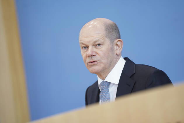 Bundespressekonfereenz, Eckwerte des Bundeshaushalts 2022 und Finanzplan 2025 mit Bundesfinanzminister Scholz Aktuell, 24.03.2021, Berlin, Bundespressekonferenz, Olaf Scholz, der deutsche Finanzminister bei der Vorstellung der Eckwerte des Bundeshaushalts 2022 und Finanzplan bis 2025 Berlin Berlin Deutschland