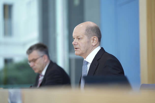 Bundespressekonfereenz, Eckwerte des Bundeshaushalts 2022 und Finanzplan 2025 mit Bundesfinanzminister Scholz Aktuell, 24.03.2021, Berlin, Bundespressekonferenz, Olaf Scholz, der deutsche Finanzminister im Portrait bei der Vorstellung der Eckwerte des Bundeshaushalts 2022 und Finanzplan bis 2025 Berlin Berlin Deutschland