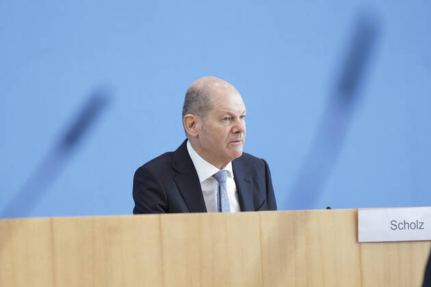 Bundespressekonfereenz, Eckwerte des Bundeshaushalts 2022 und Finanzplan 2025 mit Bundesfinanzminister Scholz Aktuell, 24.03.2021, Berlin, Bundespressekonferenz, Olaf Scholz, der deutsche Finanzminister bei der Vorstellung der Eckwerte des Bundeshaushalts 2022 und Finanzplan bis 2025 Berlin Berlin Deutschland