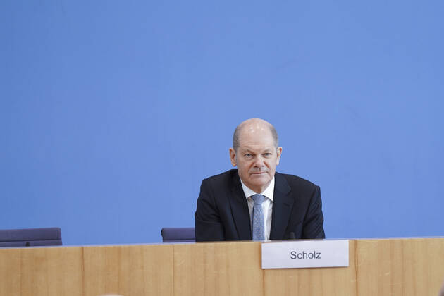 Bundespressekonfereenz, Eckwerte des Bundeshaushalts 2022 und Finanzplan 2025 mit Bundesfinanzminister Scholz Aktuell, 24.03.2021, Berlin, Bundespressekonferenz, Olaf Scholz, der deutsche Finanzminister bei der Vorstellung der Eckwerte des Bundeshaushalts 2022 und Finanzplan bis 2025 Berlin Berlin Deutschland