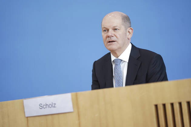 Bundespressekonfereenz, Eckwerte des Bundeshaushalts 2022 und Finanzplan 2025 mit Bundesfinanzminister Scholz Aktuell, 24.03.2021, Berlin, Bundespressekonferenz, Olaf Scholz, der deutsche Finanzminister bei der Vorstellung der Eckwerte des Bundeshaushalts 2022 und Finanzplan bis 2025 Berlin Berlin Deutschland