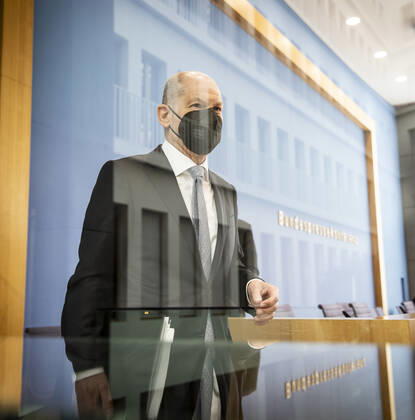 Bundesfinanzminister Olaf Scholz, SPD, in der Bundespressekonferenz. Berlin, 24.03.2021, Berlin Deutschland