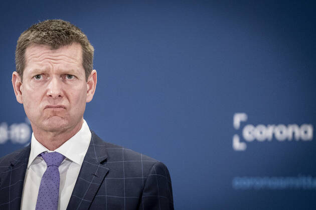 Coronavirus in Dänemark, PK in Kopenhagen zum 14 tägigen AstraZeneca Impfstopp Direktoer for Sundhedsstyrelsen, Soeren Brostroem under pressebriefing om status paa undersoegelse af AstraZeneca vaccinen som har vaeret paa 14 dages pause og det sker i Eigtveds Pakhus i Koebenhavn, torsdag den 25. marts 2021.. , Copenhagen Denmark Copyright: RitzauxScanpix MadsxClausxRasmussenx COP107 spdk20210325-141446-L