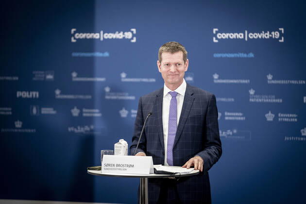 Coronavirus in Dänemark, PK in Kopenhagen zum 14 tägigen AstraZeneca Impfstopp Direktoer for Sundhedsstyrelsen, Soeren Brostroem under pressebriefing om status paa undersoegelse af AstraZeneca vaccinen som har vaeret paa 14 dages pause og det sker i Eigtveds Pakhus i Koebenhavn, torsdag den 25. marts 2021.. , Copenhagen Denmark Copyright: RitzauxScanpix MadsxClausxRasmussenx COP107 spdk20210325-141455-L