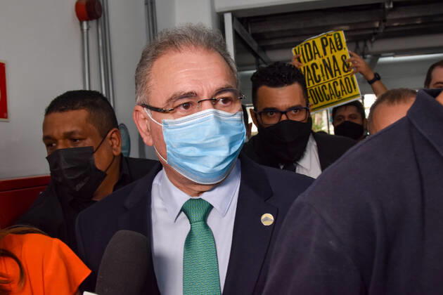SÃO PAULO, SP - 25.03.2021: VISIT OF THE MINISTER OF HEALTH TO USP IN - Minister of Health, Marcelo Queiroga, visits Incor (Heart Institute), Central Institute of Hospital das Clínicas and USP Medical School building (FMUSP) this Thursday (25), in São Paulo SP. x2046736x  RobertoxCasimiro