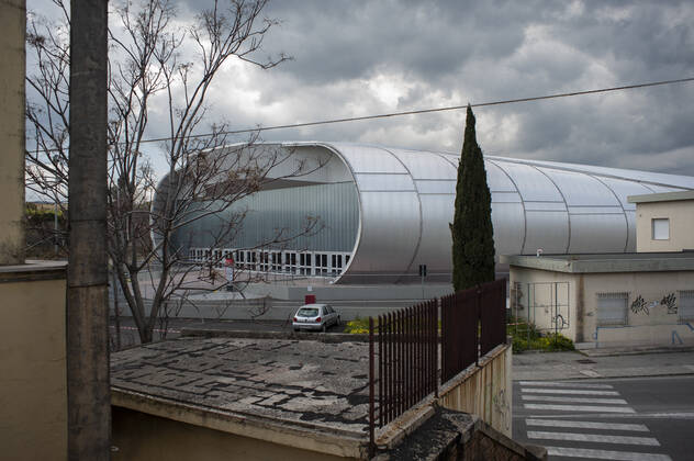 March 26, 2021, Catanzaro, Calabria, Italy: General view of the Trade Fair Center in Lido district (Catanzaro) from a bridge. Lieutenant general, Francesco Paolo Figliuolo, recently appointed as extraordinary commissioner for the COVID-19 emergency, and Fabrizio Curcio, Head of Department of Civil Protection, visited new vaccination hubs in Calabria. In Catanzaro, in the seacoast district â€oeLidoâ€Â, they visited the new Trade Fair Center selected as potential hub. Sergio Abramo, Mayor of Catanzaro, and Antonino Spirlo¬, and temporary Regional Governor, guided them during the visit. The increasing of vaccination hubs is considered a priority, specially considering the rising number of cases within the region. Catanzaro Italy - ZUMAs197 20210326_zaa_s197_159 Copyright: xValeriaxFerrarox