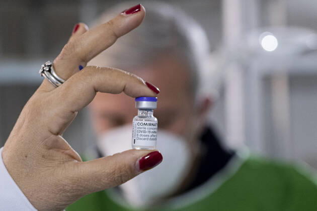 Italy: vaccination Museo Madre Naples, the new vaccination point against COVID-19 opens today, 27 March 2021, at the museo madre, the city s museum of contemporary art. detail the vials of the Pfizer vaccine ABPH1135 Copyright: xAntonioxBalascox
