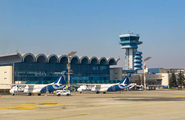 Henri Coanda International Airport in Bucharest, Romania on March 27, 2021.