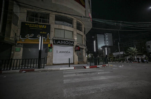March 28, 2021, Gaza city, The Gaza Strip, Palestine: Empty streets amid a coronavirus lockdown from 9:00 PM to 6:00 AM in Gaza City, 27 March 2021. The Ministry of Interior in Gaza City announced new measures on .25 March 2021, as number of coronavirus positive cases increase. Gaza city Palestine - ZUMAq100 20210328_zaa_q100_049 Copyright: xAbedxAlrahmanxAlkahloutx