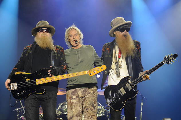KENT, ENGLAND - JULY 30: Dusty Hill, Frank Beard and Billy Gibbons of ZZ Top performing at Ramblin Man Fair, Mote Park on July 30, 2017 in Maidstone, Kent, England. EVENTPRESS MAR Copyright: xEventpressxMARx