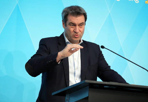 Pressekonfernez von Ministerpräsident Markus Söder Dr. Markus Söder Soeder, München Bayern Deutschland Prinz-Carl-Palais