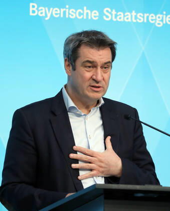 Pressekonfernez von Ministerpräsident Markus Söder Dr. Markus Söder Soeder, München Bayern Deutschland Prinz-Carl-Palais