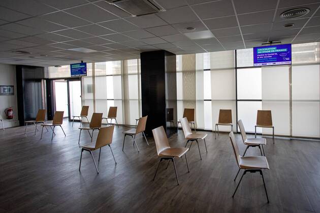 A room in the Stade de France in Saint-Denis on March 31, 2021, where a Covid-19 vaccination centre will open on April 6. In order to accompany the increase of the vaccination campaign, 38 giant vaccination centers will be opened in the next few days.  Copyright: xAurelienxMorissardx