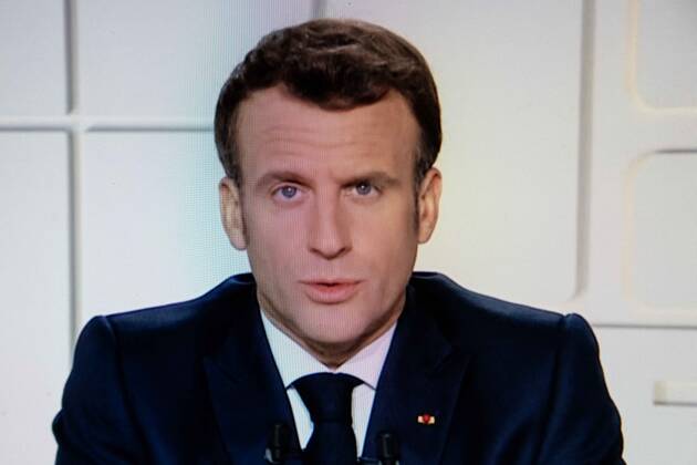 Paris, France, March 31, 2021 - Illustration of the televised address of French President Emmanuel Macron on the health situation.  Copyright: xAlexisxSciardx