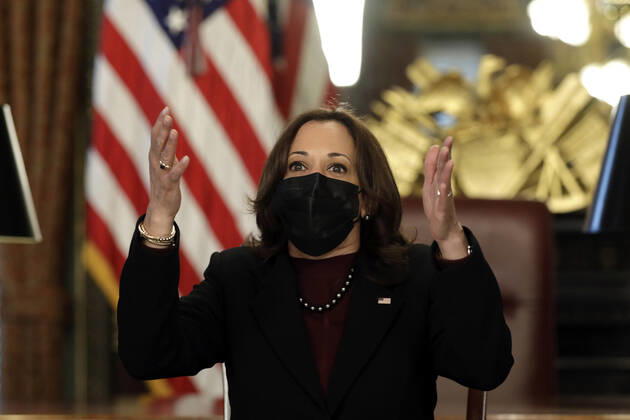 U.S. Vice President Kamala Harris holds a roundtable discussion with faith leaders on their efforts to encourage communities to take the COVID-19 vaccine at the White House on Wednesday, March 31, 2021 in Washington, DC.  WASP2021033102 YurixGripas
