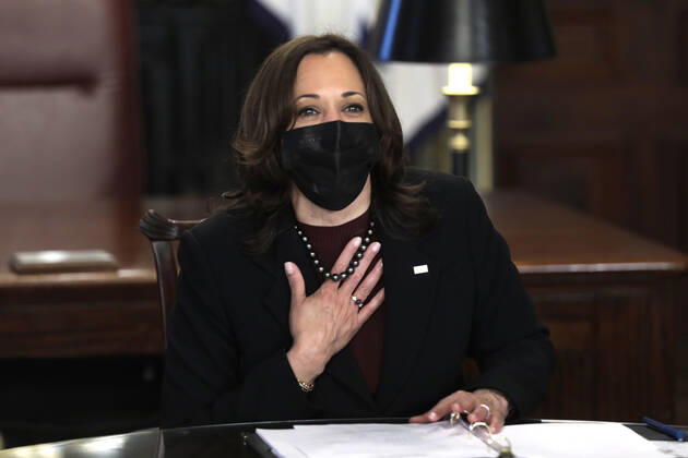 March 31, 2021, Washington, District of Columbia, USA: United States Vice President Kamala Harris holds a roundtable discussion with faith leaders on their efforts to encourage communities to take the COVID-19 vaccine at the White House on March 31, 2021 in Washington, DC Washington USA - ZUMAs152 20210331_zaa_s152_009 Copyright: xYurixGripasx-xPoolxViaxCnpx