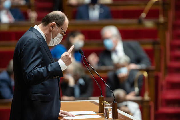 Coronavirus in Frankreich, Erklärung von Premier Jean Castex Paris, France le 1 avril 2021 - Declaration du Premier Ministre Jean Castex, a l Assemblee Nationale, concernant l evolution de la situation sanitaire et les mesures necessaires pour y repondre. French Prime Minister, Jean Castex s statement at the French Parliament on the evolution of the health situation and the necessary measures to respond to it, in Paris on April 1, 2021.  Copyright: xAurelienxMorissardx