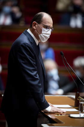 Frankreich, Sitzung der Nationalversammlung in Paris Jean Castex - Premier Ministre NEWS : Declaration du Premier Ministre sur l Evolution de la situation Sanitaire - Paris - 01 04 2021 JBAutissier Panoramic 