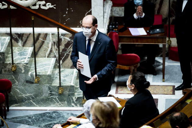 Frankreich, Sitzung der Nationalversammlung in Paris Jean Castex - Premier Ministre NEWS : Declaration du Premier Ministre sur l Evolution de la situation Sanitaire - Paris - 01 04 2021 JBAutissier Panoramic 