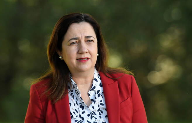 ANNASTACIA PALASZCZUK COVID19 PRESSER, Queensland Premier Annastacia Palaszczuk is seen during a press conference in Brisbane, Friday, April 2, 2021.Premier Palaszczuk announced that Queensland has recorded eight new cases of Coronavirus (COVID-19) today with seven acquired overseas and detected in hotel quarantine, but no community transmission. ( NO ARCHIVING, EDITORIAL USE ONLY, NO USE IN BOOKS WITHOUT CONSENT BRISBANE QLD AUSTRALIA  Copyright: xDARRENxENGLANDx 20210402001531807579
