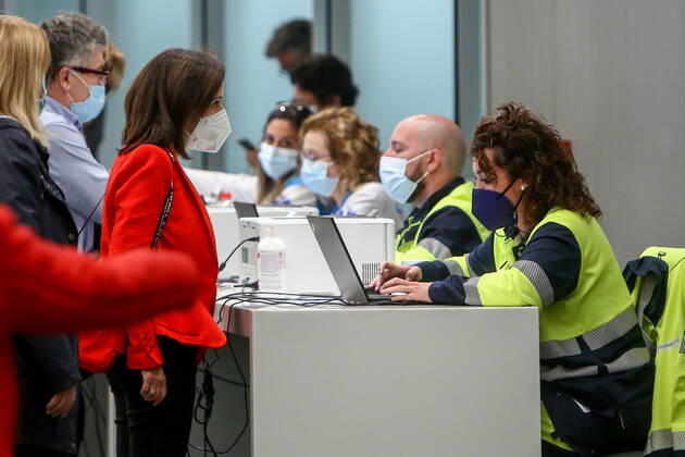 The Minister of Defence, Margarita Robles, after being vaccinated against the coronavirus at the Wanda Metropolitano, in Madrid (Spain), on April 1, 2021. Margarita Robles was scheduled to be vaccinated on Thursday as part of the health plan of the Community of Madrid, which administers the first dose of the AstraZeneca vaccine to people aged between 60 and 65 years. 01 APRIL 2021 Ricardo Rubio LagenciaEP 04 01 2021 Madrid Madrid Spain Copyright: xRicardoxRubiox 3629341