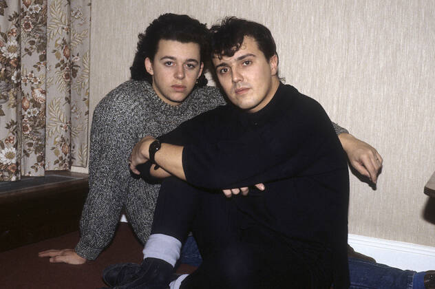 Roland Orzabal und Curt Smith von Tears for Fears bei einem Fototermin im Phonogram Records Office. London, 22.08.1984
