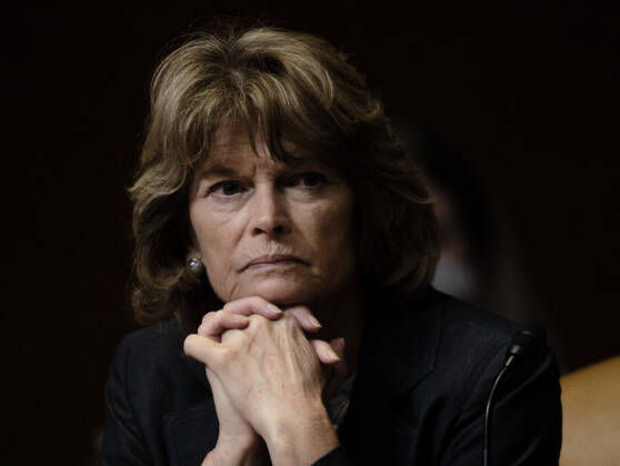 Sen. Lisa Murkowski(R-AK) listen during the testimony of U.S. Trade Representative Katherine Tai before the Senate Appropriations Subcommittee on Commerce, Justice, Science, and Related Agencies during a hearing on the proposed budget for fiscal year 2022 for the Office of the U.S. Trade Representative on Capitol Hill on Wednesday, April 28, 2021 in Washington, DC. Pool  WASP20210428118 BillxO Leary