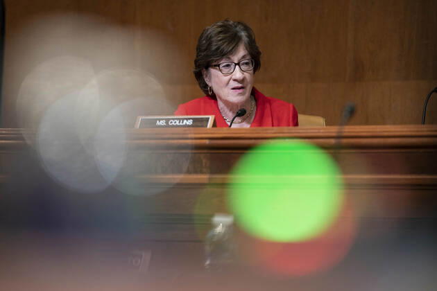April 28, 2021, Washington, District of Columbia, USA: WASHINGTON, DC - APRIL 28: United States Senator Susan Collins (Republican of Maine) questions U.S. Trade Representative Katherine Tai as she testifies before the Senate Appropriations Subcommittee on Commerce, Justice, Science, and Related Agencies during a hearing on the proposed budget for fiscal year 2022 for the Office of the U.S. Trade Representative on Capitol Hill on April 28, 2021 in Washington, DC Washington USA - ZUMAs152 20210428_zaa_s152_046 Copyright: xSarahxSilbigerx-xPoolxViaxCnpx