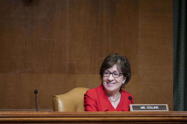 April 28, 2021, Washington, District of Columbia, USA: WASHINGTON, DC - APRIL 28: United States Senator Susan Collins (Republican of Maine) questions U.S. Trade Representative Katherine Tai as she testifies before the Senate Appropriations Subcommittee on Commerce, Justice, Science, and Related Agencies during a hearing on the proposed budget for fiscal year 2022 for the Office of the U.S. Trade Representative on Capitol Hill on April 28, 2021 in Washington, DC Washington USA - ZUMAs152 20210428_zaa_s152_048 Copyright: xSarahxSilbigerx-xPoolxViaxCnpx