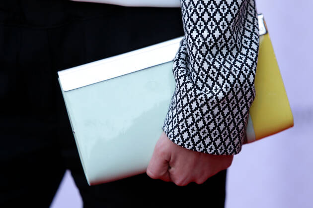 Tasche von Jella Haase - Film Prize (Filmpreis) nominations dinner in Berlin am 26.04.2014 Copyright: xJamesxColdreyx
