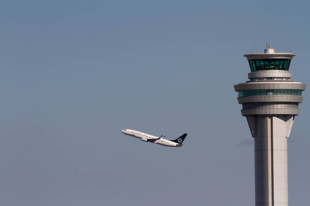February 1, 2019, Tokyo, Tokyo, Japan: An All Nippon Airways (ANA) Boeing 737-800 airliner, in Star Alliance livery, taking-off behind the air-traffic control tower at Haneda Airport. Tokyo Japan - ZUMAs197 20190201_zab_s197_118 Copyright: xDamonxCoulterx