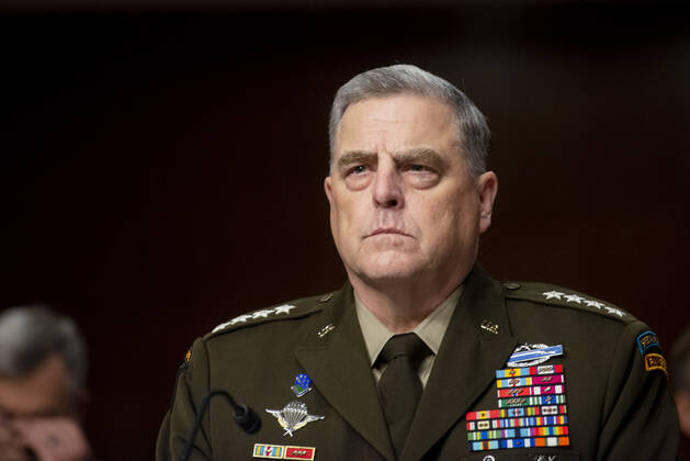 General Mark Milley, Chairman of the Joint Chiefs of Staff offers his opening remarks as he appears before a Senate Committee on Armed Services hearing to examine the Department of Defense budget posture in review of the Defense Authorization Request for fiscal year 2022, in the Dirksen Senate Office Building in Washington, DC, Thursday, June 10, 2021. Copyright: xRodxLamkeyx xCNPx MediaPunchx