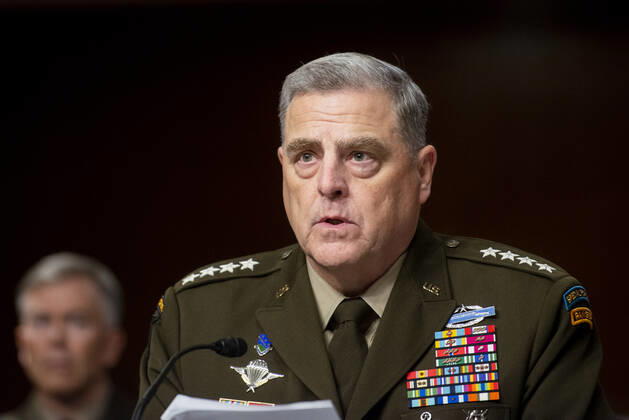 General Mark Milley, Chairman of the Joint Chiefs of Staff offers his opening remarks as he appears before a Senate Committee on Armed Services hearing to examine the Department of Defense budget posture in review of the Defense Authorization Request for fiscal year 2022, in the Dirksen Senate Office Building in Washington, DC, Thursday, June 10, 2021. Copyright: xRodxLamkeyx xCNPx MediaPunchx