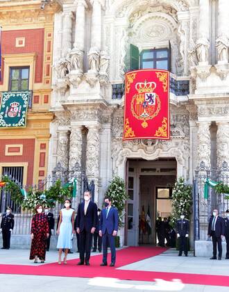 Spanish King Felipe VI and Queen Letizia Ortiz awarded by Andalucia Medal of Honor in Sevilla, on Monday 14 June 2021 Cordon Press