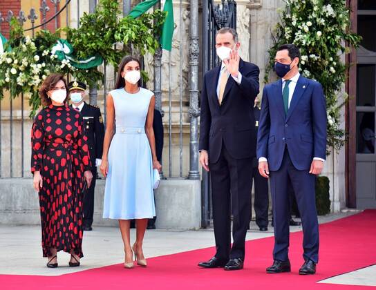 Spanish King Felipe VI and Queen Letizia Ortiz awarded by Andalucia Medal of Honor in Sevilla, on Monday 14 June 2021 Cordon Press