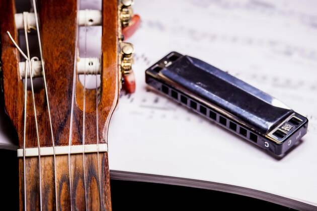  guitar and harmonica with notes, 06.04.2020 08:54:28, Copyright: xhuaox Panthermedia28275579
