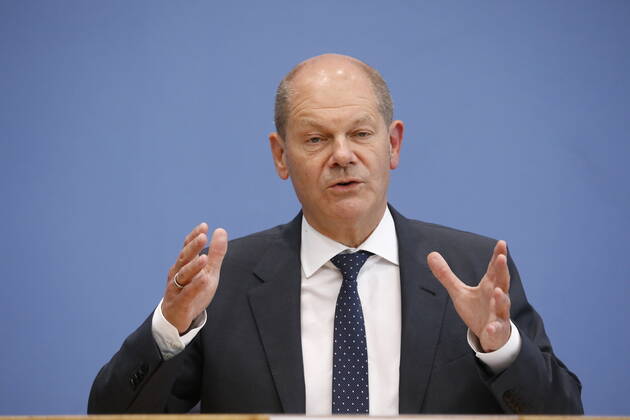 Bundesminister der Finanzen Olaf Scholz, Deutschland, Berlin, Bundespressekonferenz, Thema: Regierungsentwurf für den Bundeshaushalt 2022 und den Finanzplan bis 2025