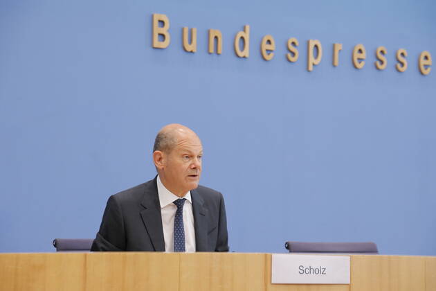 Bundesminister der Finanzen Olaf Scholz, Deutschland, Berlin, Bundespressekonferenz, Thema: Regierungsentwurf für den Bundeshaushalt 2022 und den Finanzplan bis 2025