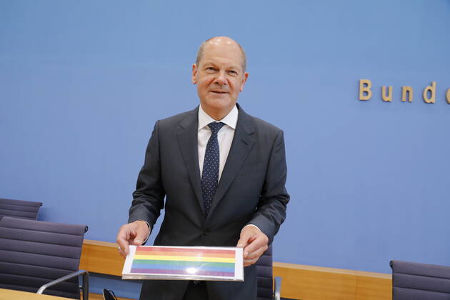 Bundesminister der Finanzen Olaf Scholz, Deutschland, Berlin, Bundespressekonferenz, Thema: Regierungsentwurf für den Bundeshaushalt 2022 und den Finanzplan bis 2025