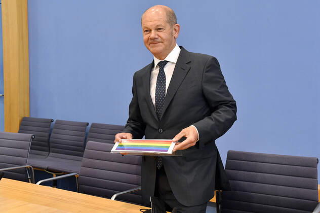 Olaf Scholz bei der Pressekonferenz zum Regierungsentwurf für den Bundeshaushalt 2022 und den Finanzplan bis 2025 im Haus der Bundespressekonferenz. Berlin, 23.06.2021