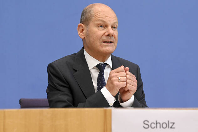 Olaf Scholz bei der Pressekonferenz zum Regierungsentwurf für den Bundeshaushalt 2022 und den Finanzplan bis 2025 im Haus der Bundespressekonferenz. Berlin, 23.06.2021
