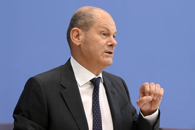 Olaf Scholz bei der Pressekonferenz zum Regierungsentwurf für den Bundeshaushalt 2022 und den Finanzplan bis 2025 im Haus der Bundespressekonferenz. Berlin, 23.06.2021