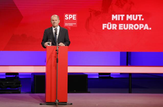 Bilder des Jahres 2021, News 06 Juni News Themen der Woche KW25 News Bilder des Tages SPD-Kanzlerkandidat Olaf Scholz, Deutschland, Berlin, Mit Mut. Für Europa.SPE-Konferenz zur Zukunft Europas