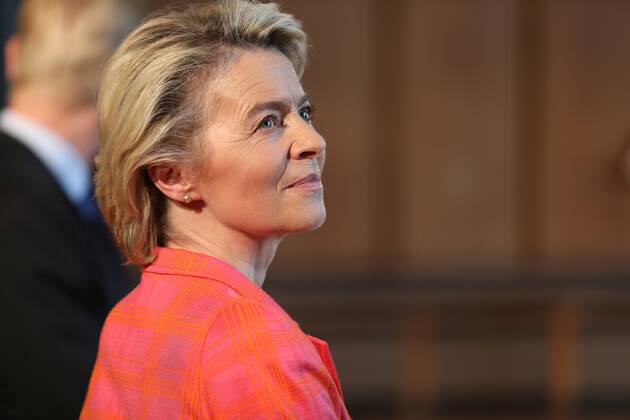 28.06.2021 Frankfurt am Main, Römer European Banker of the Year 2019 Ehrung von Werner Hoyer, Präsident der Europäischen Investitionsbank (EIB) Bild zeigt: EU-Kommissionspräsidentin von der Leyen im Kaisersaal