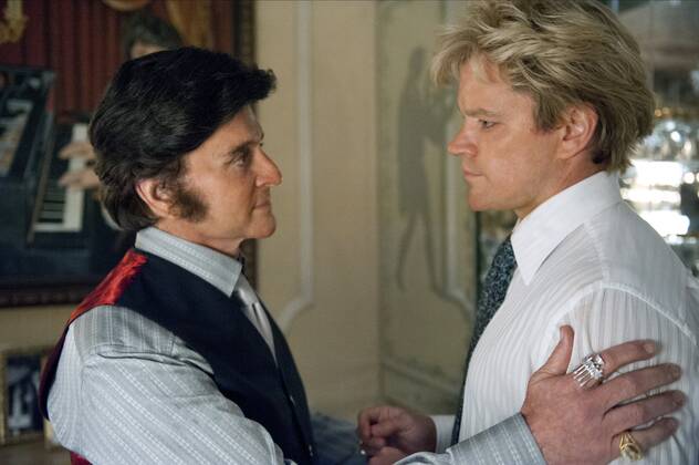 Michael Douglas & Matt Damon Characters: Liberace, Scott Thorson Film: Behind The Candelabra (TV-Film) Usa 2013, Director: Steven Soderbergh 21 May 2013 Copyright: MaryxEvansxAFxArchivexHboxFilms 13066739 EDITORIAL USE ONLY